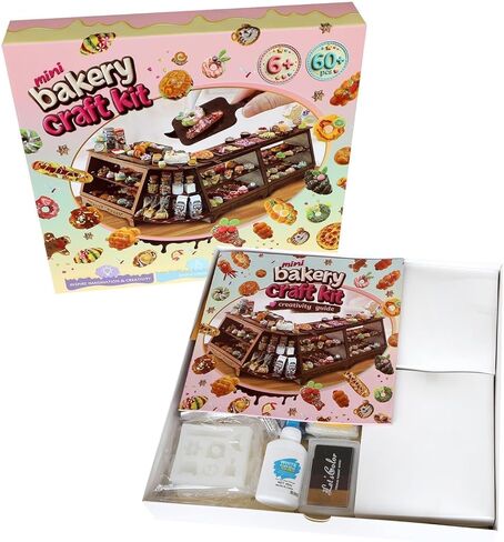 iLAND Fun Craft Kits for Kids Cute Clay Bakery Shop DIY Set، ألعاب الأطفال الإبداعية الفتيات 6-8-10، 1: 6 ألعاب طعام مصغرة تناسب شكل الدمية 9-12"، أفضل هدية عيد ميلاد جديدة للفتيات في سن 7 9 11 in Kuwait