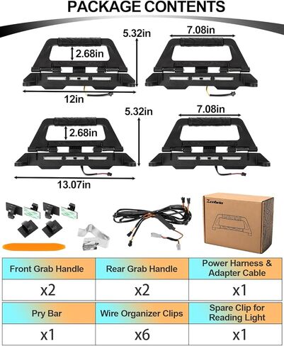 مقابض للإمساك بمصابيح LED لسيارة Ford Bronco 2026 2021-2025، مصابيح بمقبض من سبائك الألومنيوم لملحقات الإضاءة الداخلية برونكو ذات 4 أبواب (المقاعد الأمامية والخلفية - 4 عبوات) in Kuwait