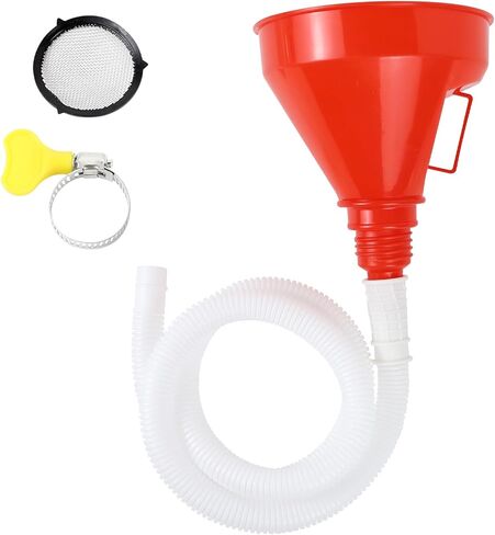 Hovom 1 Set Funnel for Automotive Use, Car Plastic Funnel with 39.4-Inch Long Hose & Mesh Filter, Wide Mouth Flexible Oil Funnels for Fuel, Gas, Gasoline, Water, Transmission Fluid, Liquid (1 Set) in Kuwait