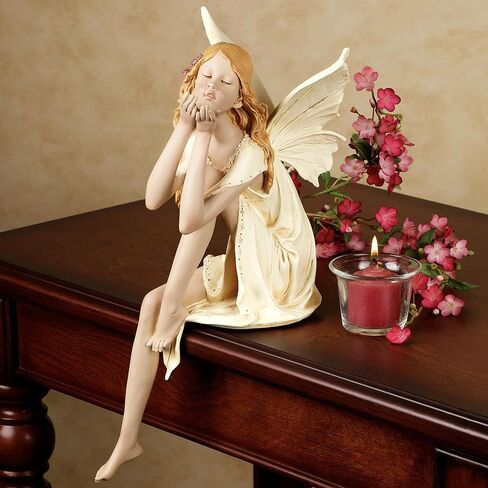 Touch of Class Pixie Dust Fairy Figurine Shelf Sitter - Mauve, Ivory - Winged Sprite for Bedroom, Living Room, Mantel, Garden, Office - Blowing Kisses - Faerie Decor in Saudi Arabia