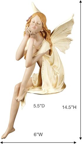 Touch of Class Pixie Dust Fairy Figurine Shelf Sitter - Mauve, Ivory - Winged Sprite for Bedroom, Living Room, Mantel, Garden, Office - Blowing Kisses - Faerie Decor in Saudi Arabia