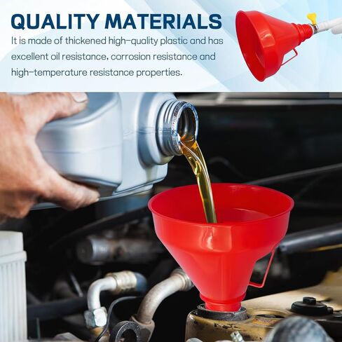 Hovom 1 Set Funnel for Automotive Use, Car Plastic Funnel with 39.4-Inch Long Hose & Mesh Filter, Wide Mouth Flexible Oil Funnels for Fuel, Gas, Gasoline, Water, Transmission Fluid, Liquid (1 Set) in Kuwait
