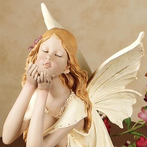 Touch of Class Pixie Dust Fairy Figurine Shelf Sitter - Mauve, Ivory - Winged Sprite for Bedroom, Living Room, Mantel, Garden, Office - Blowing Kisses - Faerie Decor in Saudi Arabia