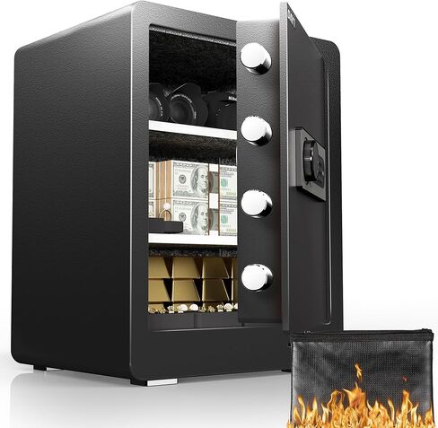 DAYI Safe Box, 2.0 Cubic Feet Home Safe with Fireproof Waterproof Bag, Security Safe Box for Money Cash Valuables, Digital Electronic Keypad, Dual Alarm System, Removable Shelf - D-45 in Kuwait