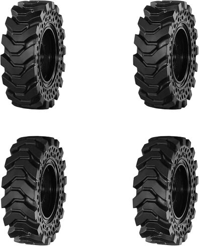 (TNT) 10-16.5 (30x10-16, 9" Wide) Set of 4-Heavy Duty Solid Skid Steer Tires With Rims -Standard R-4 Tread- Solid Bobcat Tires & Rims in Kuwait