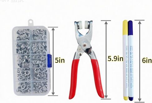 Snap Button Pliers Kit with 100Pcs Silver Buttons, Tape Measure & Markers, No-Sew Fastener Tool for Sewing, Leather, DIY Projects in Kuwait