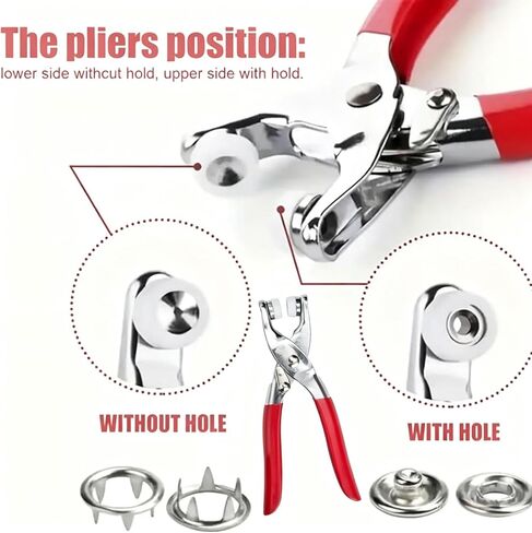 Snap Button Pliers Kit with 100Pcs Silver Buttons, Tape Measure & Markers, No-Sew Fastener Tool for Sewing, Leather, DIY Projects in Kuwait