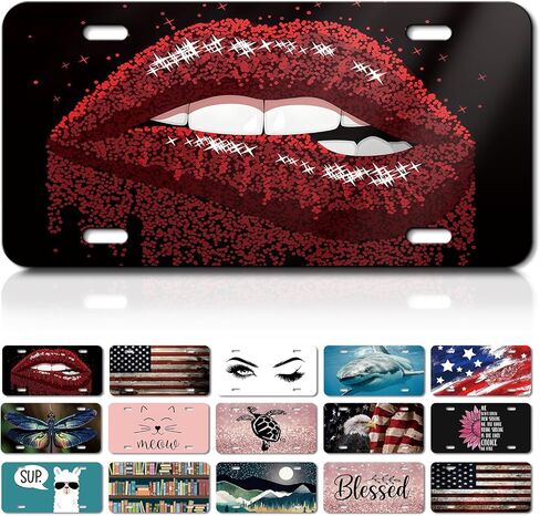 Decorative Front License Plate Cover, Rust-Proof Aluminum Car Vanity Tag, 6x12 Inch with 4 Holes,Personalise Noverlty License Plate Tag for Men & Women -Women Eyes in Kuwait