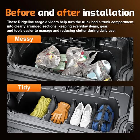 2017-2025 Ridgeline Truck Rear in-Bed Dividers Compatible with 2017 2018 2019 2020 2021 2022 2023 2024 2025 Honda Ridgeline Accessories Trunk Storage Cargo Dividers (3Pcs) in Kuwait