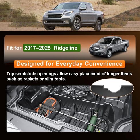 2017-2025 Ridgeline Truck Rear in-Bed Dividers Compatible with 2017 2018 2019 2020 2021 2022 2023 2024 2025 Honda Ridgeline Accessories Trunk Storage Cargo Dividers (3Pcs) in Kuwait