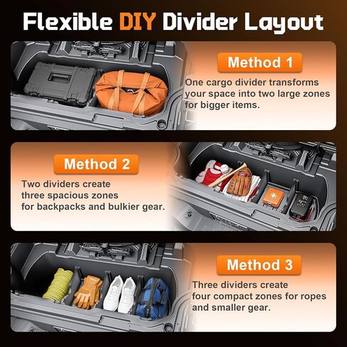2017-2025 Ridgeline Truck Rear in-Bed Dividers Compatible with 2017 2018 2019 2020 2021 2022 2023 2024 2025 Honda Ridgeline Accessories Trunk Storage Cargo Dividers (3Pcs) in Kuwait