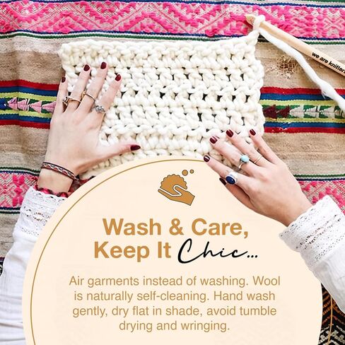 We Are Knitters Blanket Knitting Kit for Beginners – DIY Cotton Throw Starter Set with Knitting Needles, Sewing Needle, Textile Label & Step-by-Step Instructions, Pearl Grey in Kuwait