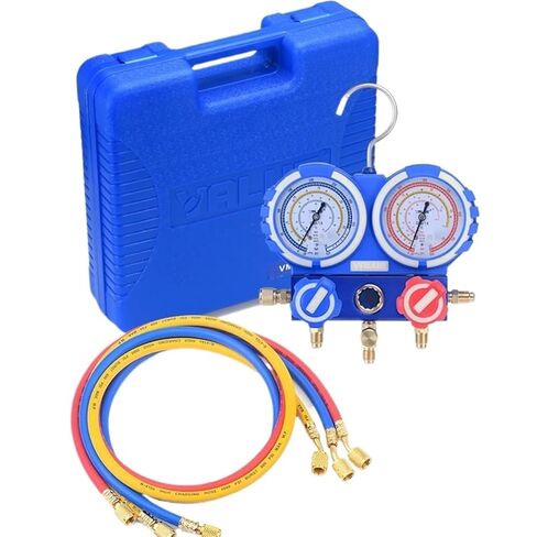 1pcs R22 R410A R134A Prevent Collision Air-Conditioning Fluorine Meter Refrigerant Pressure Dual Table Gauge with 3pcs Liquid Pipe in Kuwait