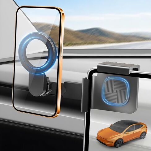 لحامل هاتف Tesla - أقوى قوة مغناطيسية - لملحقات Tesla Model Y & Model 3، حامل هاتف مغناطيسي Magsafe للسيارة متوافق مع iPhone 17 16 15 14 13 Plus Pro Max Series باللون الأسود in Kuwait