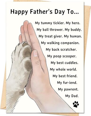 IDU Fathers Day Card Gifts, Dog Dad Fathers Day Card Gift, Dog Dad Gifts for Men Husband, Happy Father's Day Cards Decorations from Dog with Envelope in Kuwait