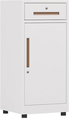 Modern Locking File Cabinet for Home Office – 1 Drawer & 1 Door Secure Storage Cabinet Stylish White Filing Solution for Organizing Important Documents in Kuwait