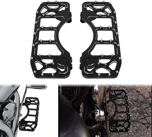 Front FloorBoards MX Style Driver Stretched Footrest Offroad Foot Pegs Fit for Harley Touring Road King Street Road Glide FLH FLD Softail Black in Kuwait