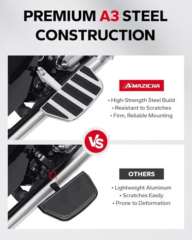 ألواح أرضية للركاب من Amazicha، ألواح قدم للدراجات النارية مع مجموعة دعامة تثبيت مناسبة لدراجات Harley Touring Road King Street Glide Road Glide Electra Glide Ultra Classic 1993-لاحقًا طراز Streamliner من الكروم in Kuwait
