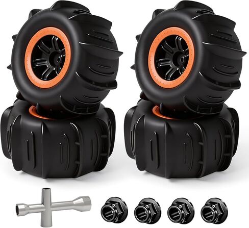عجلات وإطارات سداسية 12 مم من Hosim لإطارات السيارات 1/10 RC، لسيارات Traxxas Slash Arrma Senton Axial Redcat Rc4wd Hosim X07 X07W X08 X16 X09 X15 ومعظم شاحنات عربات التي تجرها الدواب 1/10 RC استبدال الإطارات الصحراوية in Kuwait