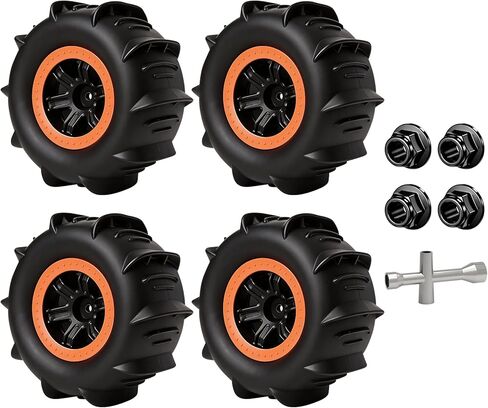 عجلات وإطارات سداسية 12 مم من Hosim لإطارات السيارات 1/10 RC، لسيارات Traxxas Slash Arrma Senton Axial Redcat Rc4wd Hosim X07 X07W X08 X16 X09 X15 ومعظم شاحنات عربات التي تجرها الدواب 1/10 RC استبدال الإطارات الصحراوية in Kuwait