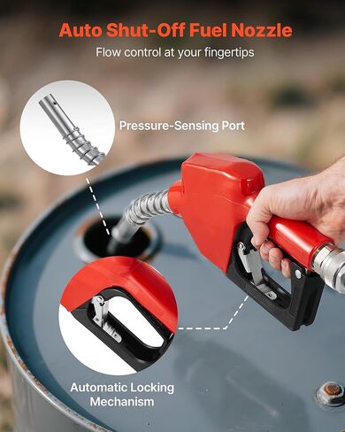 VEVOR Fuel Transfer Pump 110V, 16 GPM 60 L/min, AC Electric Oil Transfer Pump for Diesel Kerosene Biodiesel, with Meter, Auto Fuel Nozzle & 2 Hoses, 45 ft/13.7 m Lift, for Vehicles, Construction Sites in Kuwait