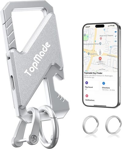 سلسلة مفاتيح، تعمل مع Apple Find My، فتاحة زجاجات بحلقة سلاسل مفاتيح شديدة التحمل، مكتشف مفاتيح السيارة مع جهاز تعقب GPS، جهاز تعقب مفاتيح بلوتوث قابل لإعادة الشحن للأمتعة والحقائب وحقيبة الظهر وما إلى ذلك، أسود in Kuwait