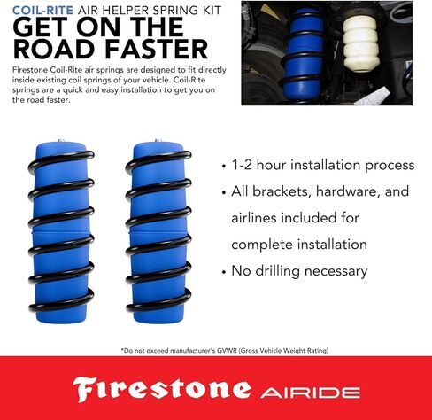 طقم النوابض الهوائية الخلفية Firestone Airide 4186 Coil-Rite يناسب 2008-2014 سوبربان تاهو يوكون إسكاليد ESV EXT | 5-25 رطل لكل بوصة مربعة | سعة تحميل 1000 رطل | لا يوجد تركيب الحفر in Kuwait