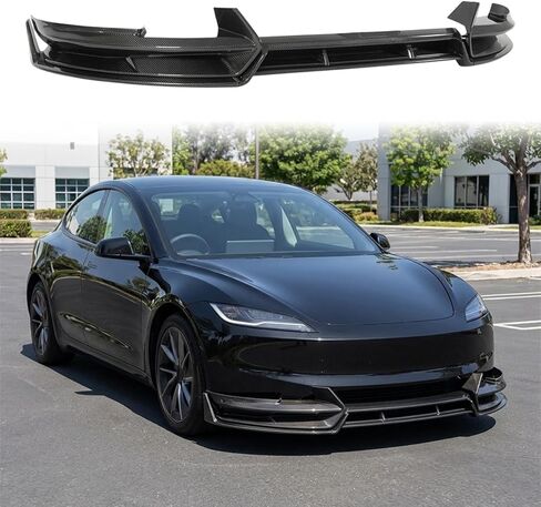 طقم تنانير جانبية مقسمة للشفاه الأمامية لسيارة Tesla Model 3 2017-2023، موديل 3 مصد الشفاه الأمامي، ملحقات تنورة جانبية موديل 3 لعام 2017 2018 2019 2020 2021 2022 2023 (أسود لامع) in Kuwait
