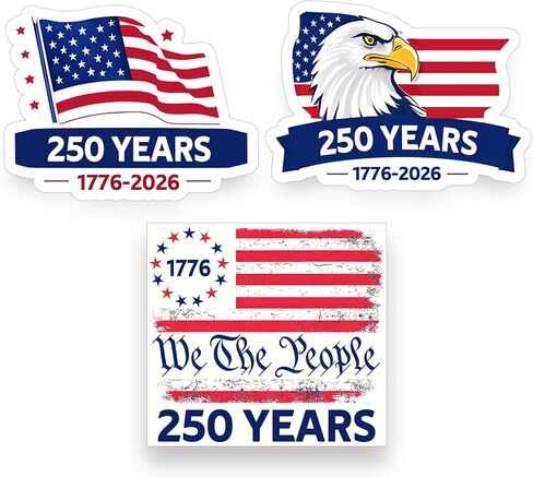 3Pack USA 250th Anniversary Car Magnets - 1776-2026 Semiquincentennial Patriotic Decals - Weatherproof Magnetic Decal for Car Truck SUV Refrigerator - 250 Years of Freedom Commemorative Souvenirs in Kuwait