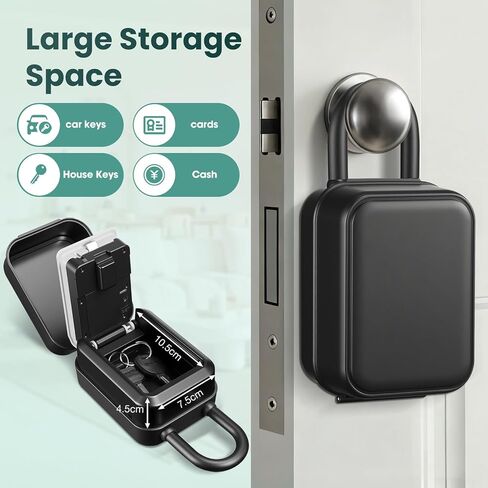 صندوق قفل المفتاح الذكي صندوق قفل بلوتوث إلكتروني مع التحكم في تطبيق Tuya وأنواع رمز PIN، شارك صندوق قفل المفتاح الإلكتروني لمكتب منزل Airbnb Realtor مع تكبل قابل للإزالة (فضي) in Kuwait