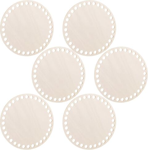 JJUNW 6 Pcs 4" Round Crochet Basket Base Wooden Basket Bottoms for DIY Craft Weaving Making Supplies Home Decoration in Kuwait