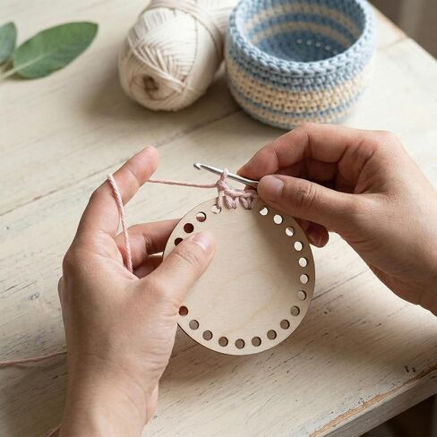 JJUNW 6 Pcs 4" Round Crochet Basket Base Wooden Basket Bottoms for DIY Craft Weaving Making Supplies Home Decoration in Kuwait
