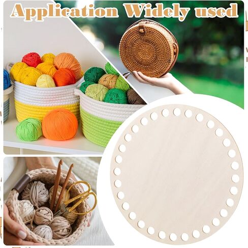 JJUNW 6 Pcs 4" Round Crochet Basket Base Wooden Basket Bottoms for DIY Craft Weaving Making Supplies Home Decoration in Kuwait