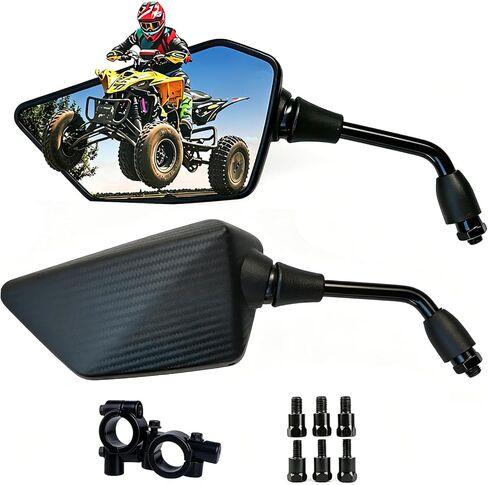 MAMIKO Universal Motorcycle ATV Scooter Mirrors with 8mm 10mm Bolt, 7/8" Handle Bar Mount Clamp Compatible with Suzuki Yamaha Honda Kawasaki Victory Side Rearview Mirrors (black) in Kuwait