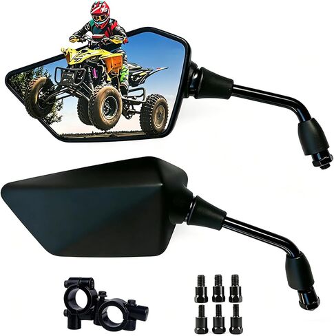 MAMIKO Universal Motorcycle ATV Scooter Mirrors with 8mm 10mm Bolt, 7/8" Handle Bar Mount Clamp Compatible with Suzuki Yamaha Honda Kawasaki Victory Side Rearview Mirrors (black) in Saudi Arabia