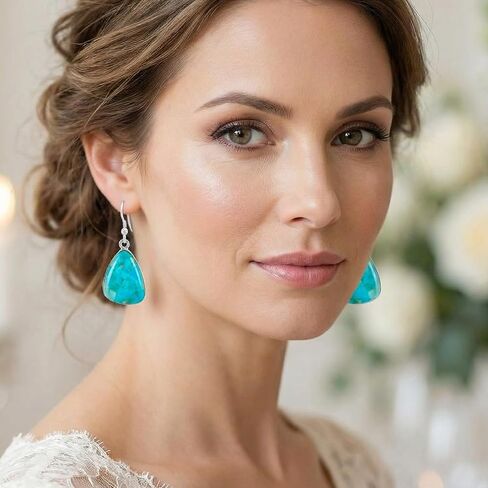 Turquoise Earrings Sterling Silver 925 & Genuine Gemstones in Saudi Arabia