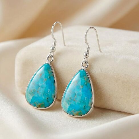 Turquoise Earrings Sterling Silver 925 & Genuine Gemstones in Saudi Arabia