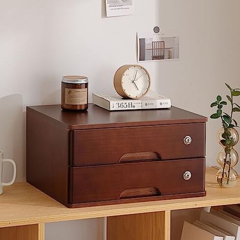 Wooden File Cabinet with Lock - Secure 2-Drawer Office Storage for Document Organization in Kuwait