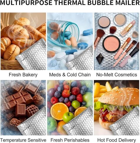 30 Pack Reusable Insulation Bags 10 Pcs Thermal Bags Bulk 8 x 10 Inch and 20 Pcs Ice Packs 4 x 6 Inch Thermal Bubble Mailer Dry Ice Packs Insulated Shipping Cool(Basic Style,Silver) in Kuwait