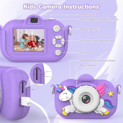 Kids Camera Toddler Toys for Girls Boys Aged 3-12, Kids Digital Video Camera, 3-12 Year Old Girls Boys Christmas Birthday Gifts Toys Kid Camera in Kuwait