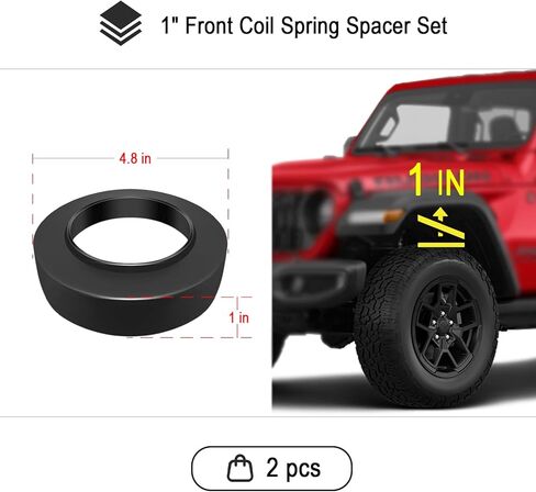 1 Inch Front Coil Spring Spacer, leveling kit Compatible with Je'ep Wra'ngler JK 2007-2018, JL 2018-2026, Glad'iator JT 2020-2026 in Kuwait