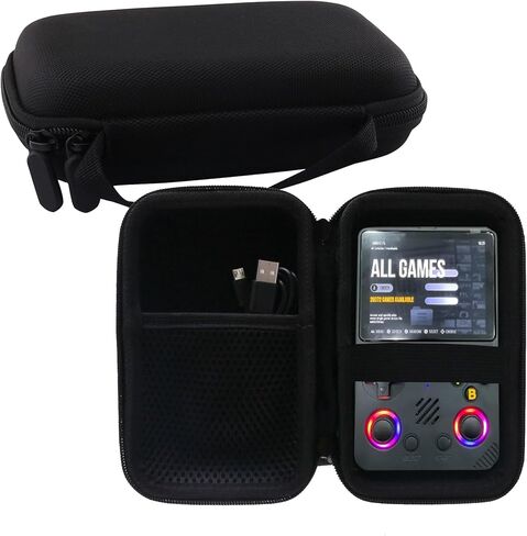 WERJIA Hard Carrying Case Compatible with RG447V/RG DS/XF40H Handheld Game Console, Mesh Pocket fits Cable, SD Card (Black) in Kuwait