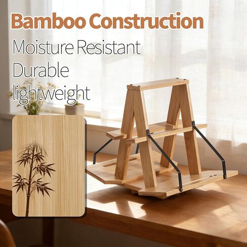 THOUSANDSUNNY Bamboo Medical Coding Book Stands, Two-Sided Rotating Books Holder for Reading in Desktop for Large Book and Bible Thick Books in Kuwait