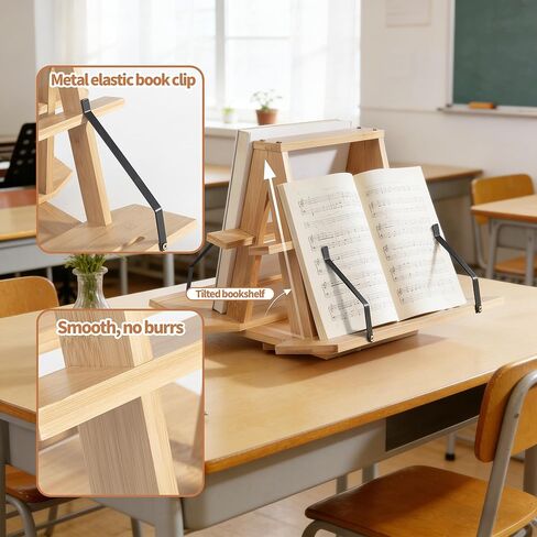 THOUSANDSUNNY Bamboo Medical Coding Book Stands, Two-Sided Rotating Books Holder for Reading in Desktop for Large Book and Bible Thick Books in Kuwait