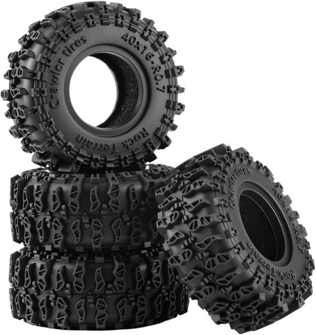 0.7" Mud Terrain Tires 40×16mm OD, Soft Sticky Compound RC Tyres for 1/30 Micro Crawler Axial SCX30 Bronco Jeep JLU, Off-Road Upgrade Parts in Kuwait