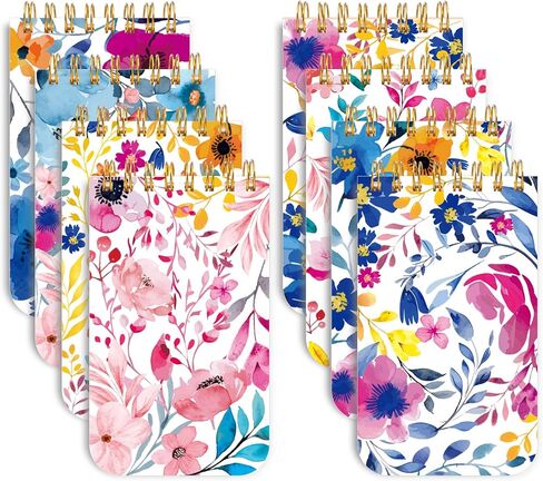Thboxes Pocket Notebooks 8 Pack, 3x5 Inch Mini Pads with,60 Sheets Lined Pages Spiral Notepads for woman Organizing Thoughts, Sketches, Notes, Lists at School, Work, Home, or Travel，Dreamy Flowers in Saudi Arabia