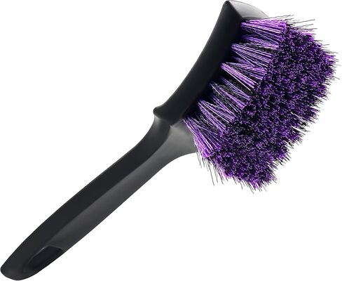 YeewayVeh Pro Tire Cleaning Brush, Stiff Mixed Bristles Tire Cleaner, Short Handle Scrub Brush for Cleaning Sidewalls, Rubber Mats & Wheels, Anti-Deformation Tyre Detailing Tool, Purple/Black in Saudi Arabia