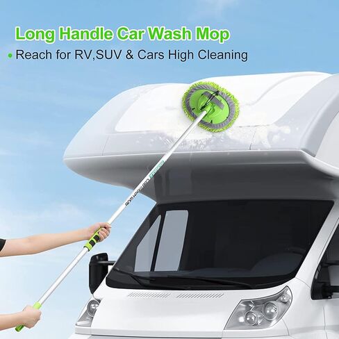 14Pcs Car Wash Kit, 62'' Car Wash Brush with Long Handle, Microfiber Scratch-Free Carwash Brush Mop Mitt Kit Car Car Washing Supplies Cleaning Kit for Cars RV SUV Truck Boat Green in Kuwait