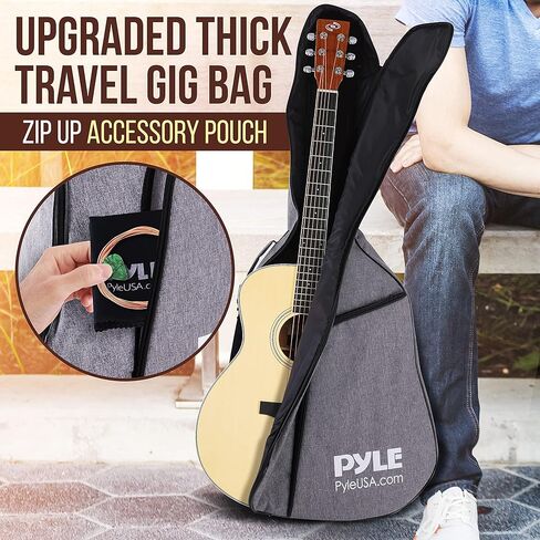 Pyle Beginner Acoustic Guitar Kit, 1/2 Junior Size All Wood Build Nylon String Instrument with Capo, Gig Bag, Strap, Extra String Set, Guitars for Beginners Adults and Youth, 34" Natural Gloss in Saudi Arabia