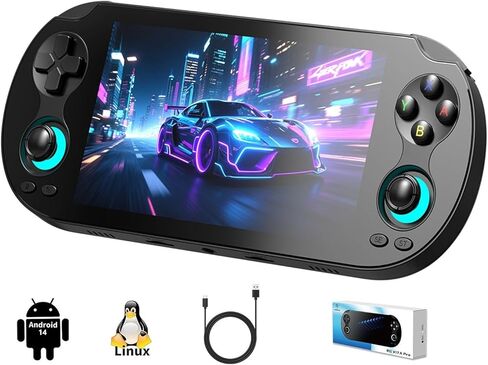 وحدة تحكم ألعاب محمولة باليد Anbernic RG VITA Pro Retro، RGVITA Pro Dual OS Android 14 ونظام Linux 5.5 بوصة تدعم شاشة اللمس WiFi 6 Bluetooth 5.2 (أسود) in Kuwait